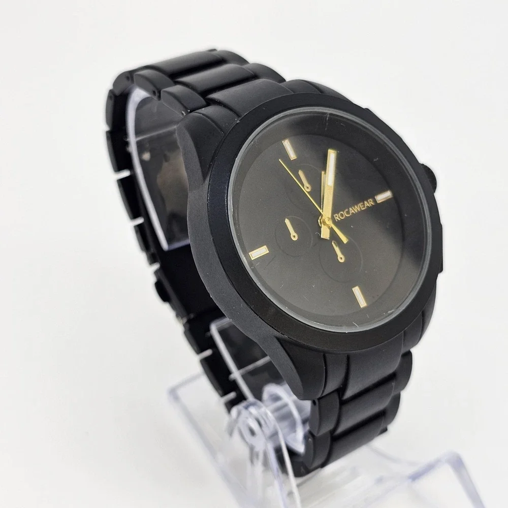 Rocawear Men's Watch 45MM Black Dial Black Bracelet Band‎ 7